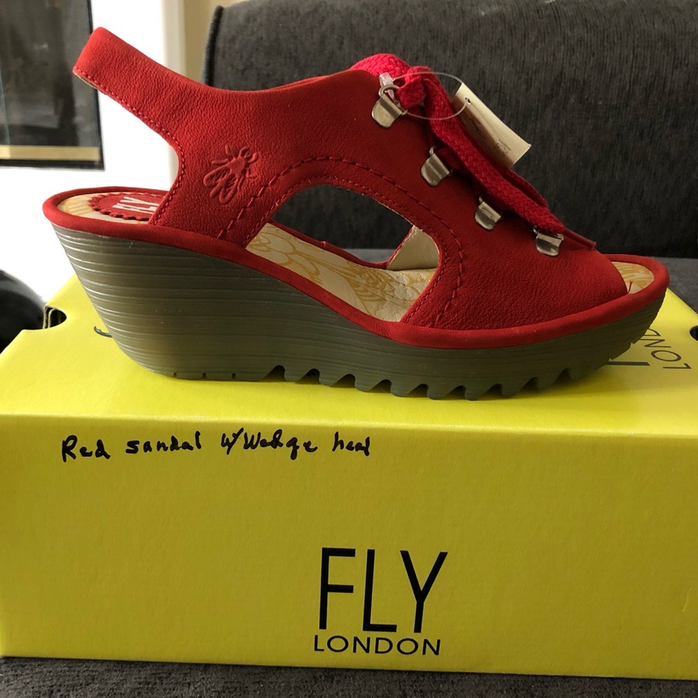 NEW -Fly London Cupido Wedge Sandals